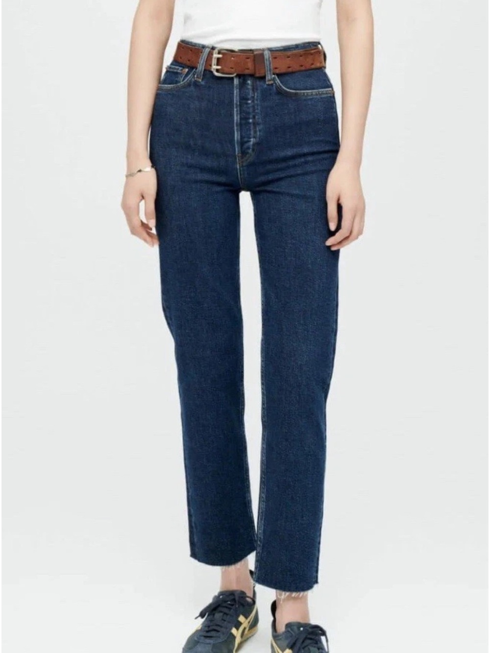 NWOT Re/Done 70s Stovepipe Straight Leg Jeans in Dark Blue, size 23 (fits 24)